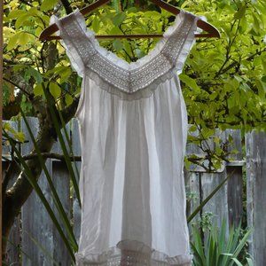 Passport Vintage Y2K White Lace Tank Top - Shabby Chic Elven D&D M